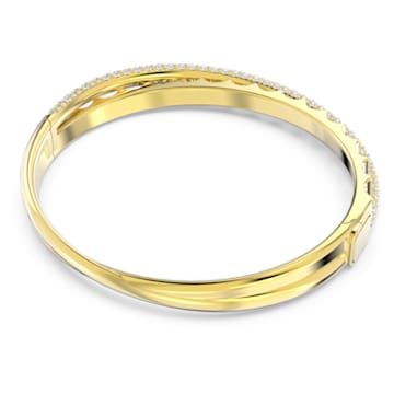 Rota bangle, Mixed cuts, White, Gold-tone plated - Swarovski, 5650352