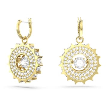 Rota 水滴形耳环, 混合式圆形切割, 白色, 镀金色调 - Swarovski, 5650364