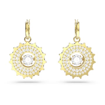 Rota drop earrings, Mixed round cuts, White, Gold-tone plated - Swarovski, 5650364
