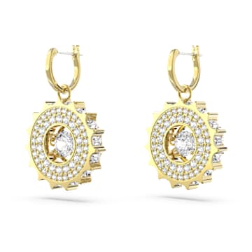 Rota 水滴形耳环, 混合式圆形切割, 白色, 镀金色调 - Swarovski, 5650364