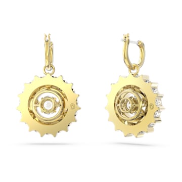 Rota 水滴形耳环, 混合式圆形切割, 白色, 镀金色调 - Swarovski, 5650364
