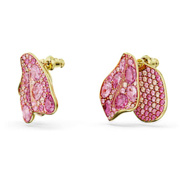Florere 耳钉, 非对称设计, 花朵, 粉红色, 镀金色调 - Swarovski, 5650561