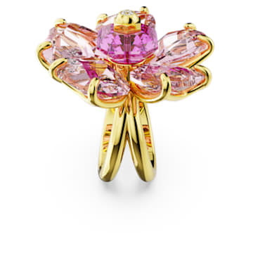 Florere cocktail ring, Flower, Pink, Gold-tone plated - Swarovski, 5650564