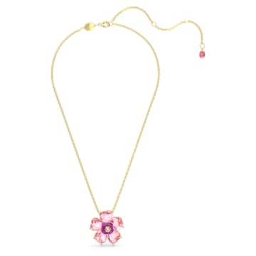 Florere 项链, 花朵, 粉红色, 镀金色调 - Swarovski, 5650569