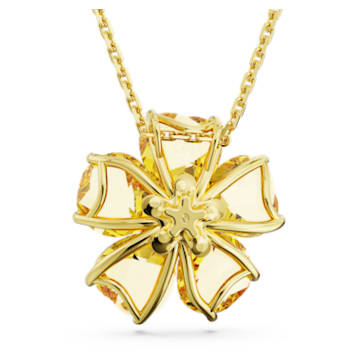 Florere necklace, Flower, Yellow, Gold-tone plated - Swarovski, 5650570