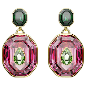 Chroma drop earrings, Mixed cuts, Multicolored, Gold-tone plated - Swarovski, 5651294