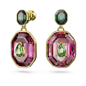 Chroma drop earrings, Mixed cuts, Multicolored, Gold-tone plated - Swarovski, 5651294