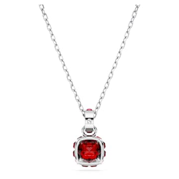 Birthstone 链坠, 方形切割, 一月, 红色, 镀铑 - Swarovski, 5651709