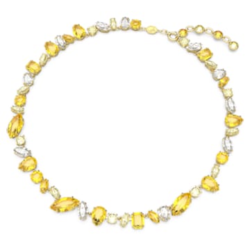 Gema necklace, Mixed cuts, Yellow, Gold-tone plated - Swarovski, 5652800