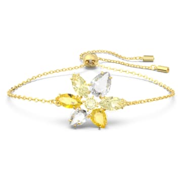 Gema bracelet, Mixed cuts, Flower, Yellow, Gold-tone plated - Swarovski, 5652820