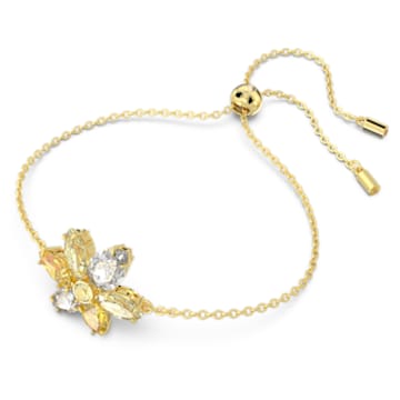 Gema bracelet, Mixed cuts, Flower, Yellow, Gold-tone plated - Swarovski, 5652820