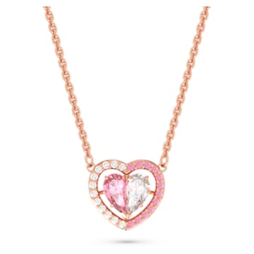 Gema 520 necklace, Heart, Pink, Rose gold-tone plated - Swarovski, 5653007