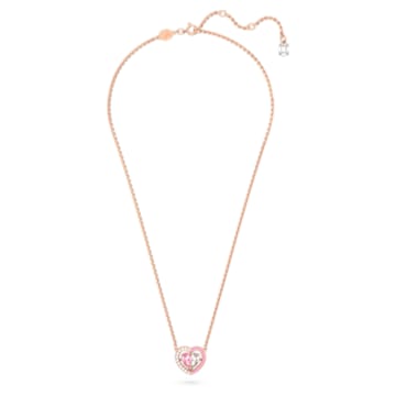 Gema 520 necklace, Heart, Pink, Rose gold-tone plated - Swarovski, 5653007