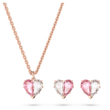 Gema 520 set, Heart, Pink, Rose gold-tone plated - Swarovski, 5653009