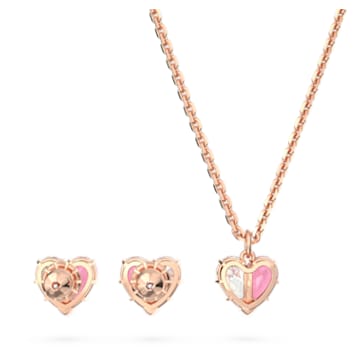Gema 520 set, Heart, Pink, Rose gold-tone plated - Swarovski, 5653009