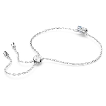 Gema 520 bracelet, Heart, Blue, Rhodium plated - Swarovski, 5653011