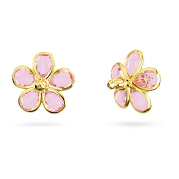 Florere stud earrings, Flower, Pink, Gold-tone plated - Swarovski, 5656635