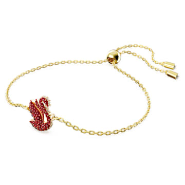 Swarovski Iconic Swan bracelet, Swan, Small, Red, Gold-tone plated - Swarovski, 5656841