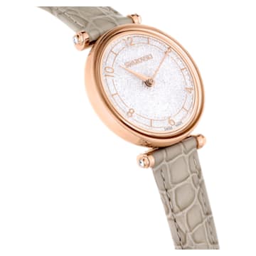 Crystalline Wonder 腕表, 瑞士制造, 真皮表带, 米色, 玫瑰金色调润饰 - Swarovski, 5656899