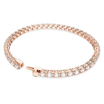 Matrix Tennis bracelet, Round cut, Small, White, Rose gold-tone plated - Swarovski, 5657657