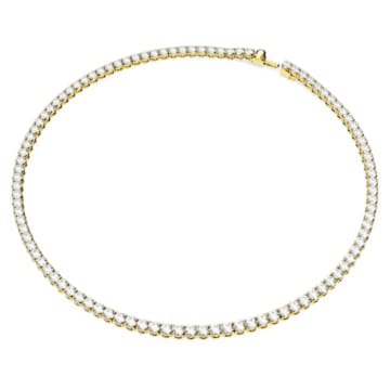 Matrix Tennis necklace, Round cut, Small, White, Gold-tone plated - Swarovski, 5657667