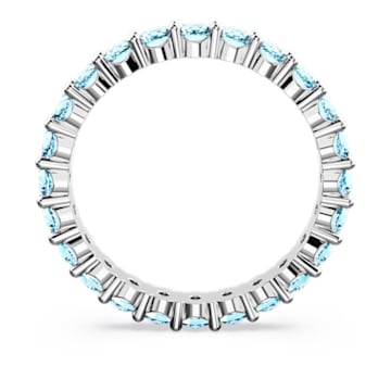 Matrix 戒指, 圆形切割, 蓝色, 镀铑 - Swarovski, 5658668