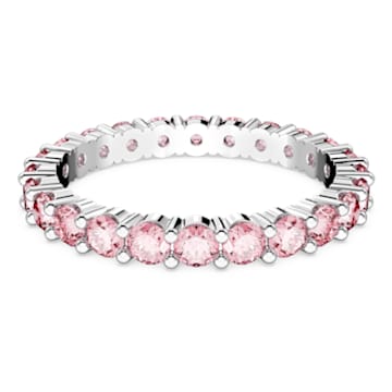 Matrix ring, Round cut, Pink, Rhodium plated - Swarovski, 5658852