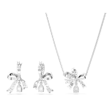 Volta 套装, 蝴蝶结, 白色, 镀铑 - Swarovski, 5660118