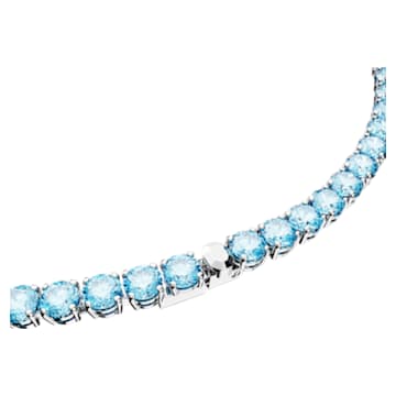 Matrix Tennis 项链, 圆形切割, 中号, 蓝色, 镀铑 - Swarovski, 5661187