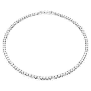 Matrix Tennis necklace, Round cut, Small, White, Rhodium plated - Swarovski, 5661257