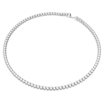 Matrix Tennis necklace, Round cut, Small, White, Rhodium plated - Swarovski, 5661257