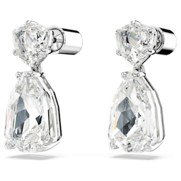 Mesmera 水滴形耳环, 混合切割, 白色, 镀铑 - Swarovski, 5661683
