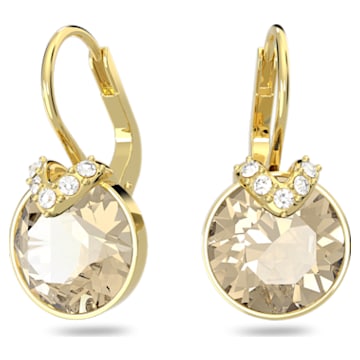Bella V 水滴形耳环, 圆形切割, 金色, 镀金色调 - Swarovski, 5662093
