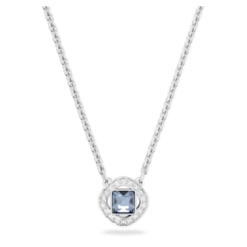 Angelic necklace, Square cut, Blue, Rhodium plated - Swarovski, 5662142