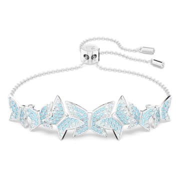 Lilia bracelet, Butterfly, Blue, Rhodium plated - Swarovski, 5662184