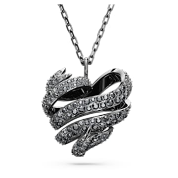 Volta 链坠, 心形, 小码, 黑色, 镀钌 - Swarovski, 5662491