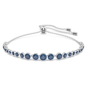 Emily bracelet, Mixed round cuts, Blue, Rhodium plated - Swarovski, 5663394