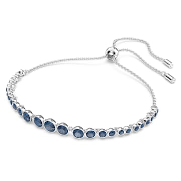 Emily bracelet, Mixed round cuts, Blue, Rhodium plated - Swarovski, 5663394