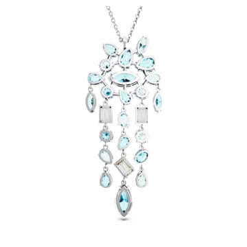 Gema 链坠, 混合切割, 蓝色, 镀铑 - Swarovski, 5666014