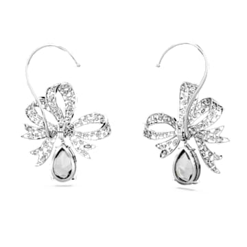 Volta 夹式耳环, 蝴蝶结, 白色, 镀铑 - Swarovski, 5673117